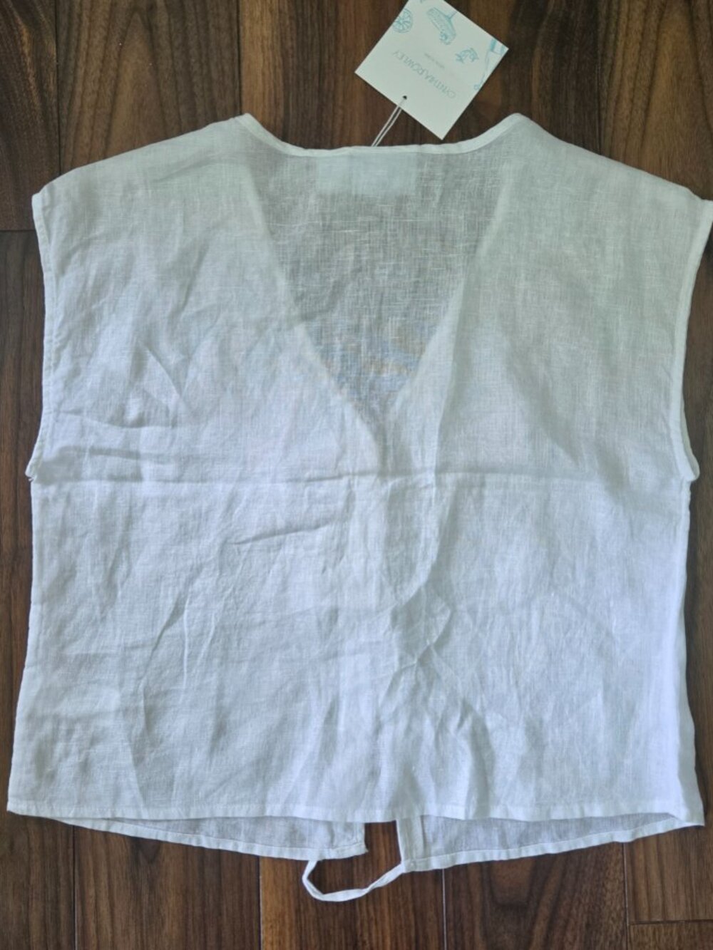 Cynthia Rowley White 100% Linen Tie-Front Vest White - size med NEW WT - Picture 2 of 6